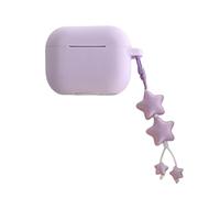 Soft Slim Fit Silicone Protective Headphone Earphone Cover Case for AirPods Pro 2nd Generation with Star Pendant-Purple