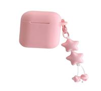 Soft Slim Fit Silicone Protective Headphone Earphone Cover Case for AirPods Pro with Star Pendant-Pink
