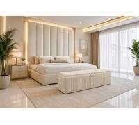 SOFT SNOOZE BEDS Ottoman Storage Box Chesterfield Velvet Blanket Toy Box Footstool in Cream | Size: 90 cm x 35 cm SOFT SNOOZE BEDS Cream 90 cm x 35 cm