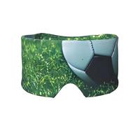 Soft Soccer Ball On Grassy Print Eyes Cover with Adjustable Strap for Sleeper Night Sleeping Work Nap and Yoga