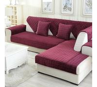 Soft Sofa Cover Non Slip Sofa Protector Thick Warm Vintage Couch Cover Breathable Universal Furniture Slipcover For L Shaped U Shaped 1 2 3 4 Seater Sectional Sofa Wine Red 70x180cm
