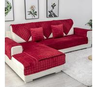Soft Sofa Cover Non Slip Sofa Protector Thick Warm Vintage Couch Cover Wear Resistant Dustproof Furniture Shield Suitable For L Shaped U Shaped Sectional Couch 1 2 3 4 Red 110x180cm