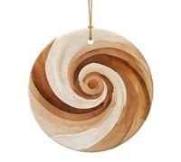 Soft Spiral Pattern Print Ceramic Holiday Ornament Set, Personalized Christmas Tree Decor Hanging Pendant 10cm