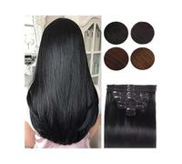 Soft Straight Human Hair Clip in Extensions 120g 8Pcs Full Head Brazilian Remy In Natural Black Seamless In Long(Jet Black,24inches 120g)