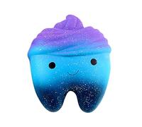 Soft Stress Starry Sky Teeth Charm Slow Cartoon Cell Phone Hanging Accessory Cuddly Relaxation Toy (Blue, 12x9.5x6.5cm)