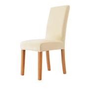 Soft Stretch Dining Chair Covers, Removable Washable Jacquard Fabric Slipcovers, Universal Fit for Chairs in Kitchen or Banquet(Beige,6pcs)