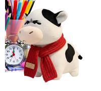 Soft Stuffed Animals - Gentle Snuggle Pillow, Plush Cow Doll for Resting, Pliable Bovine Figure, Velvet Texture Base with Fiber Fill, Relaxing Bedding Support for Napping and Soothing