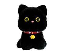 Soft Stuffed Kitten Figure, Plush Cat Toy - Bell Accessory, Cartoon Cuddly Animal, Cute Huggable Kitty Present For Children Boys Girls Adults Pet Lovers Holiday Birthday Easter Home Living Room