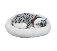 Soft Stuffed Realistic Breathing Cat Plush Toy with Electronic Features for Decorative Use and Intellectual Growth Support (Gray Striped Cats)