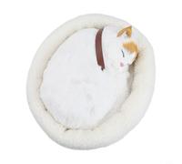 Soft Stuffed Realistic Breathing Cat Plush Toy with Electronic Features for Decorative Use and Intellectual Growth Support (Yellow Eared Cats)