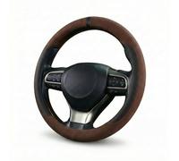 Soft Suede Leather Steering Wheel Cover - Breathable, Non-Slip, Sweat-Proof & Wear-Resistant,Universal Fit for 14.5-15 Inch Wheels (Coffee)