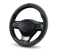 Soft Suede Leather Steering Wheel Cover - Breathable, Non-Slip, Sweat-Proof & Wear-Resistant,Universal Fit for 14.5-15 Inch Wheels (Black)
