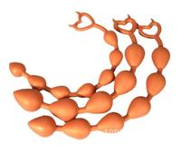 Soft Super Long Anal Beads Silicone Big Butt Plug Egg Anal Plug Anal Dilator Adult Toys for Woman Man Buttplug Masturbation Toys Yellow M 6Beads