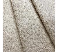 Soft Teddy Boucle Slubbed Curled Fire Retardant Nubby Upholstery Fabric by The Metre - Oyster Beige