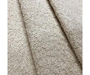 Soft Teddy Boucle Slubbed Curled Fire Retardant Nubby Upholstery Fabric By The Metre - Oyster Beige
