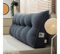Soft Teddy Velvet Triangular Headboard Cush - Lar Wed Pillow for Reading & Lumbar Support table Backrest & Sofa Bolster (Size: 100x50x20cm Color: Blue)