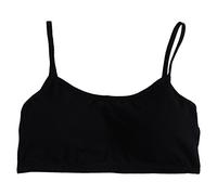 Soft Teenage Underwear Kids Sports Bra Thin Strap Bra with Chest Pad Kids Seamless Bralette Puberty Daily Wear Clothing Short T-Shirts for Girls Black