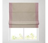 Soft Textured Ara Bordered Roman Blinds - Durable Fittings Easy Fit (Natural/Blush 61cm)