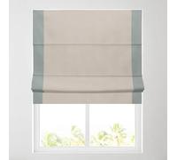 Soft Textured Ara Bordered Roman Blinds - Durable Fittings Easy Fit (Natural/Duck Egg 61cm)