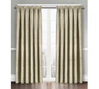 Soft Thermal Insulated Pencil Pleated Dim Out Curtain Pair - 90% Blackout Embossed Curtains (Beige, 46x72)