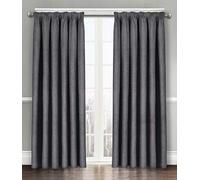 Soft Thermal Insulated Pencil Pleated Dim Out Curtain Pair - 90% Blackout Embossed Curtains (Charcoal Grey, 46x54)