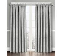 Soft Thermal Insulated Pencil Pleated Dim Out Curtain Pair - 90% Blackout Embossed Curtains (Silver Grey, 46x72)