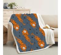 Soft Thick Sherpa Fleece Blanket for Sofa, Adults, Double Bed, Cute Tiger, Cartoon Small Sofa Throw Blanket for Sofa, Fluffy Brown, Yellow Blankets and Throws (160x200cm) -Ac63