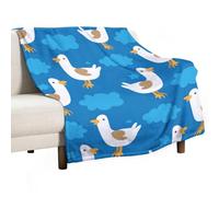 Soft Throw Blanket Blue Cute Pigeon Cloud Cozy Warm Flannel Comfy Fall Blankets Throws for Couch Bed Sofa All Season Women Men Lighweight Home Decor 60 * 80inches