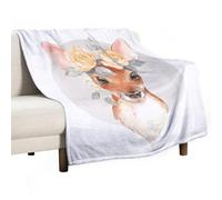 Soft Throw Blanket Cute Deer Champagne Flowers Cozy Warm Flannel Comfy Fall Blankets Throws for Couch Bed Sofa All Season Women Men Lighweight Home Decor 50 * 60inches