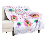 Soft Throw Blanket Dreamcatcher Colorful Peacock Feathers Cozy Warm Flannel Comfy Fall Blankets Throws for Couch Bed Sofa All Season Women Men Lighweight Home Decor 55 * 70inches