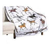 Soft Throw Blanket Equestrian Sport Horse Riders Cozy Warm Flannel Comfy Fall Blankets Throws for Couch Bed Sofa All Season Women Men Lighweight Home Decor 55 * 70inches