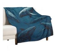 Soft Throw Blanket for Couch, Lightweight Flannel Blanket for Sofa, Ocean Whale Couch Throw Bed, Warm Cozy Decorative Blankets Fall Winter Decor 50"x60"