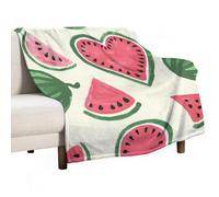 Soft Throw Blanket Hand Drawn Cute Watermelon Cozy Warm Flannel Comfy Fall Blankets Throws for Couch Bed Sofa All Season Women Men Lighweight Home Decor 55 * 70inches