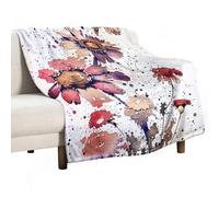 Soft Throw Blanket Watercolor Luxury Golden Pink Flowers Cozy Warm Flannel Comfy Fall Blankets Throws for Couch Bed Sofa All Season Women Men Lighweight Home Decor 50 * 60inches