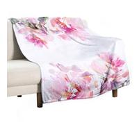 Soft Throw Blanket Watercolor Pink Floral Bouquet Cozy Warm Flannel Comfy Fall Blankets Throws for Couch Bed Sofa All Season Women Men Lighweight Home Decor 50 * 60inches