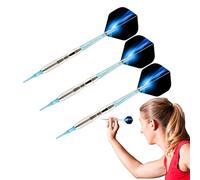 Soft Tip Darts Set - Blunt Spikes, 3pc Pliable Arrows For Electronic Boards, Polymer Points With Rainbow Wings, Gameroom, Flexible Shafts For Competing, Throwing And Socializing At Pubs