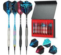 Soft Tip Darts Set with Gift Box Dart Case Professional Pop Darts Plastic Tip with 100 Dart Tips 12 Shafts 24 Flights Tool Kit Flight Protectors for Electronic Dart Board