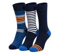 Soft Top Socks for Men - Bamboo Mens Striped Socks, Moisture Wicking Crew Socks with Non Binding Comfort Cuff & Non-Irritating Seam, OEKO-TEX 100 | Chemical Safety Certified | Size 6-11 (Blue)