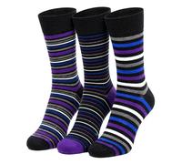 Soft Top Socks for Men - Bamboo Mens Striped Socks, Moisture Wicking Crew Socks with Non Binding Comfort Cuff & Non-Irritating Seam, OEKO-TEX 100 | Chemical Safety Certified | Size 6-11 (Purple)