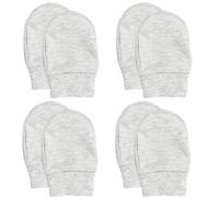 Soft Touch 100% Cotton Baby Anti Scratch Mittens - 4 Pack (Grey)