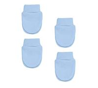 Soft Touch 4 Pairs Premature Baby Anti Scratch Mittens with Wrist Cuffs Tiny Mittens Blue Pink & White (Blue)