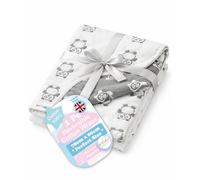 Soft Touch Baby Blanket Reversible 100% Cotton Wrap, 80 x 78cm Soft Baby Blanket, Swaddle Wrap for 0-24 Months - Panda Design