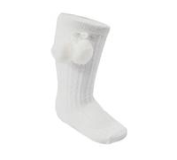 Soft Touch Baby Boys Girls Pom Pom Socks Spanish Romany Knee High Socks Stretch Socks 0-24 Months S355 (White, 6-12 Months)