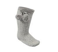 Soft Touch Baby Boys Girls Pom Socks Spanish Romany Knee High Stretch 0-24 Months S355 (Grey, 12-24 Months)