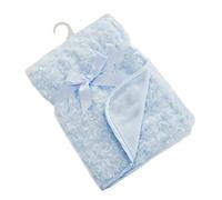 Soft Touch Baby Boys Girls Rosebud Fleece Blanket Wrap Shawl Satin Trim & Fleece Back FBP66 (Sky Blue)