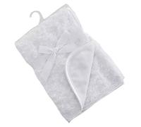 Soft Touch Baby Boys Girls Rosebud Fleece Blanket Wrap Shawl Satin Trim & Fleece Back FBP66 (White)