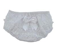 Soft Touch Baby Girls Frilly Pants/Knickers/Nappy Covers (0 to 18 Months) (White, 0-6 Months)