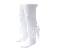 Soft Touch Baby Girls Heart Tight With Long Bow Spanish Style Tights In Multi Colour NB To 24 Months T122 (6-12 Months, White)