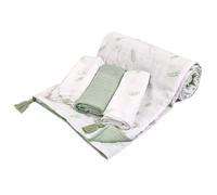 Soft Touch Boys, Girls Printed Muslin Wrap with Tassel 80 cm x100 cm & 3 Pack 70 cm x 70 cm Muslin Squares Set; Ultra-Soft & Breathable; Perfect for Swaddling & Burping; 100% Cotton Hypoallergenic