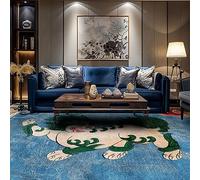 Soft Touch Carpets Short Pile Carpets 140x230cm Lion and auspicious clouds, blue For Bedroom Living Room or Any Indoor Space 140x230cm